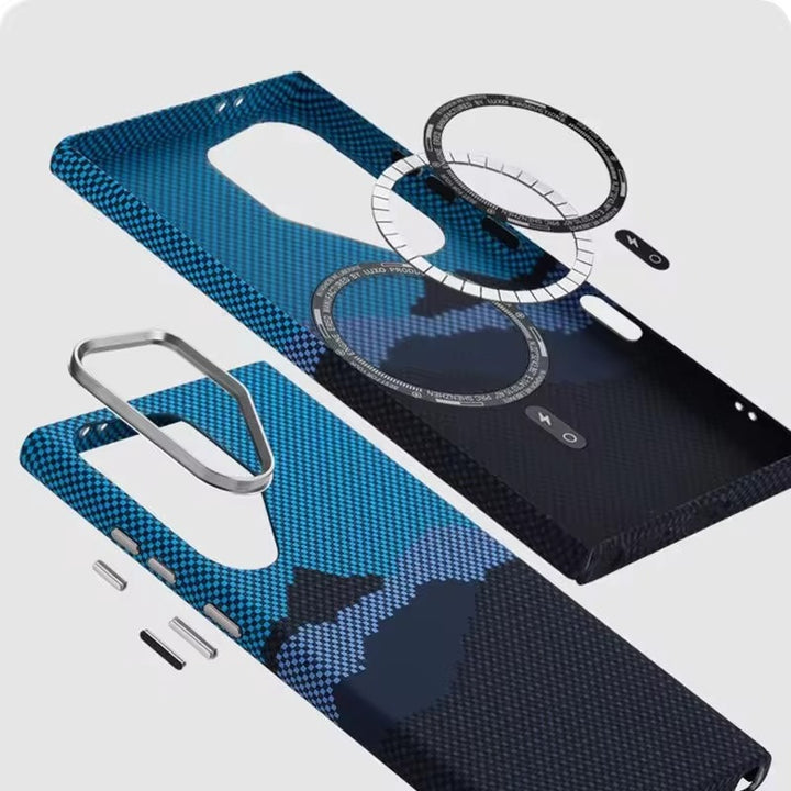 Samsung Galaxy S25 Ultra Carbon Fiber Texture Aramid Design Hard Pc MagSafe Case Cover