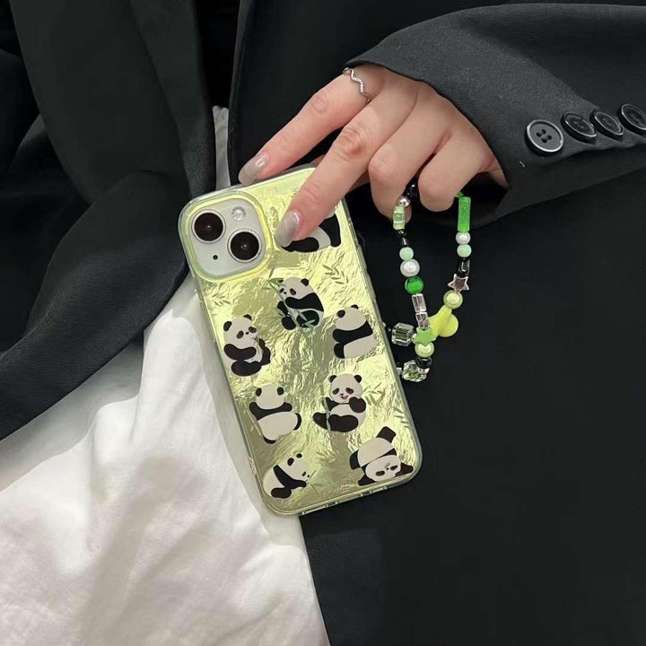 iPhone Green Panda Cover With Charm holder