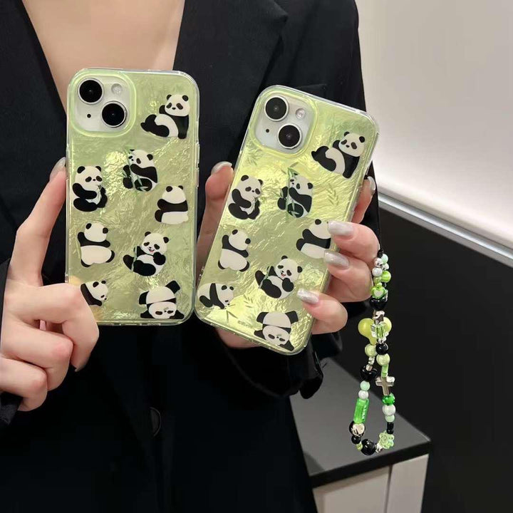 iPhone Green Panda Cover With Charm holder