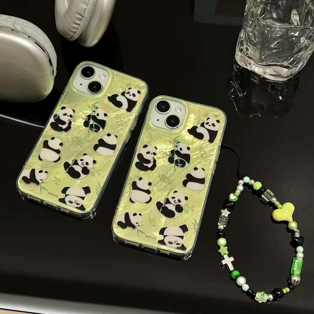 iPhone Green Panda Cover With Charm holder