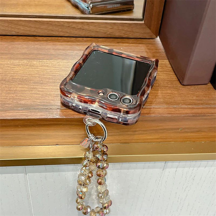 Samsung Galaxy Z Flip 6 Leopard Print Case With Crystal Beaded Holder