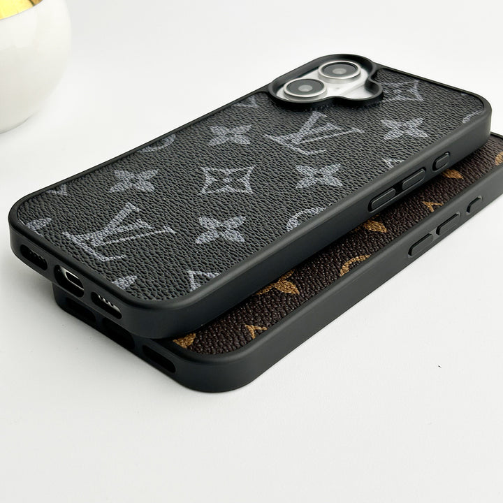 iPhone 16 Series Luxury Brand Leather Case Cover