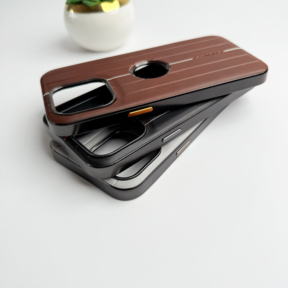 iPhone Suitcase Design PU Leather Case Cover Metal Buttons