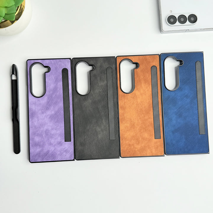 Samsung Galaxy Z Fold 6 PU Leather Cover With Detachable S Pen Case