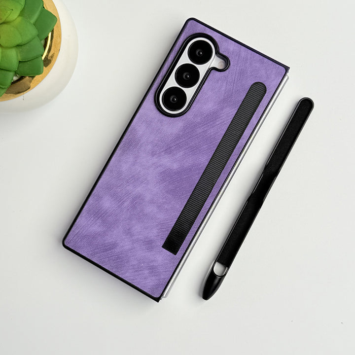 Samsung Galaxy Z Fold 6 PU Leather Cover With Detachable S Pen Case