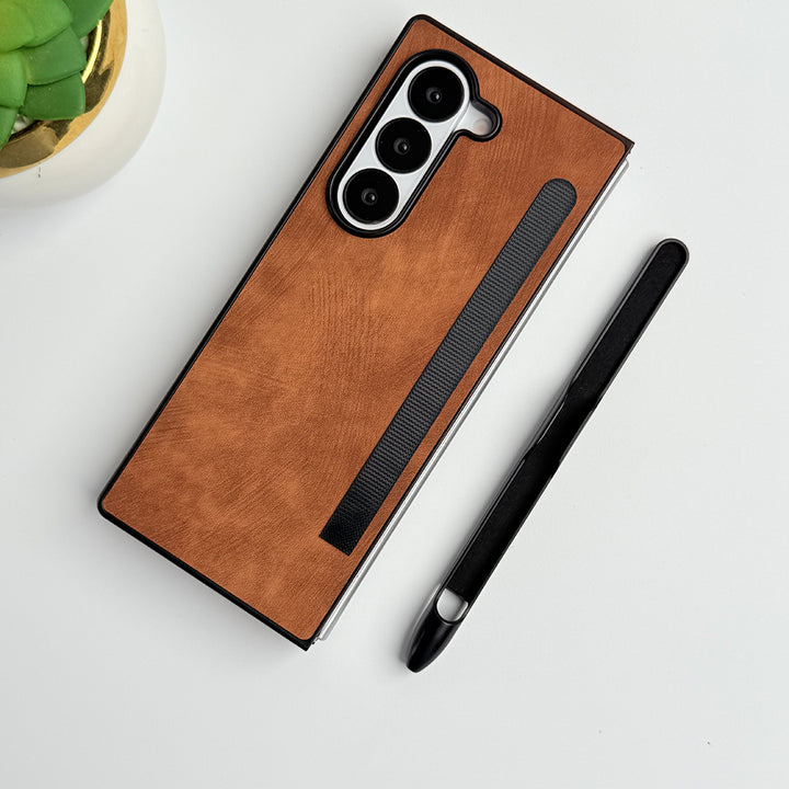 Samsung Galaxy Z Fold 6 PU Leather Cover With Detachable S Pen Case