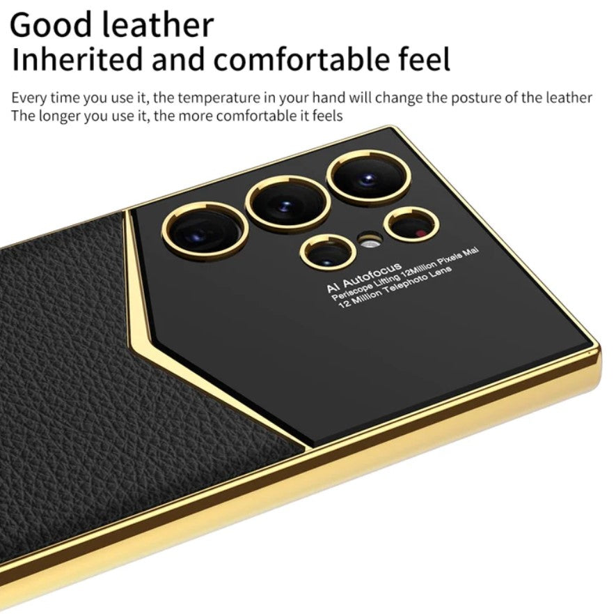 Samsung Galaxy S23 Ultra Luxury Electroplated Leather Case Cover