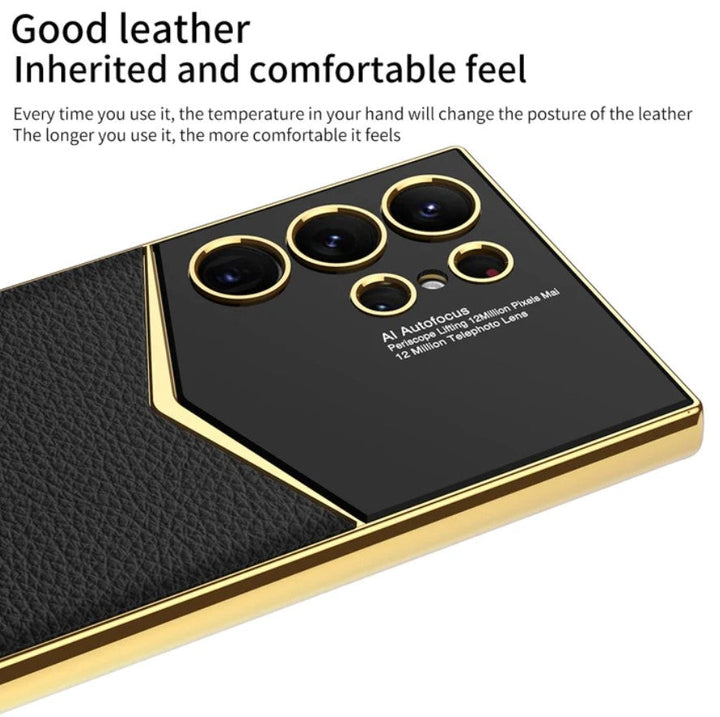 Samsung Galaxy S23 Ultra Luxury Electroplated Leather Case Cover